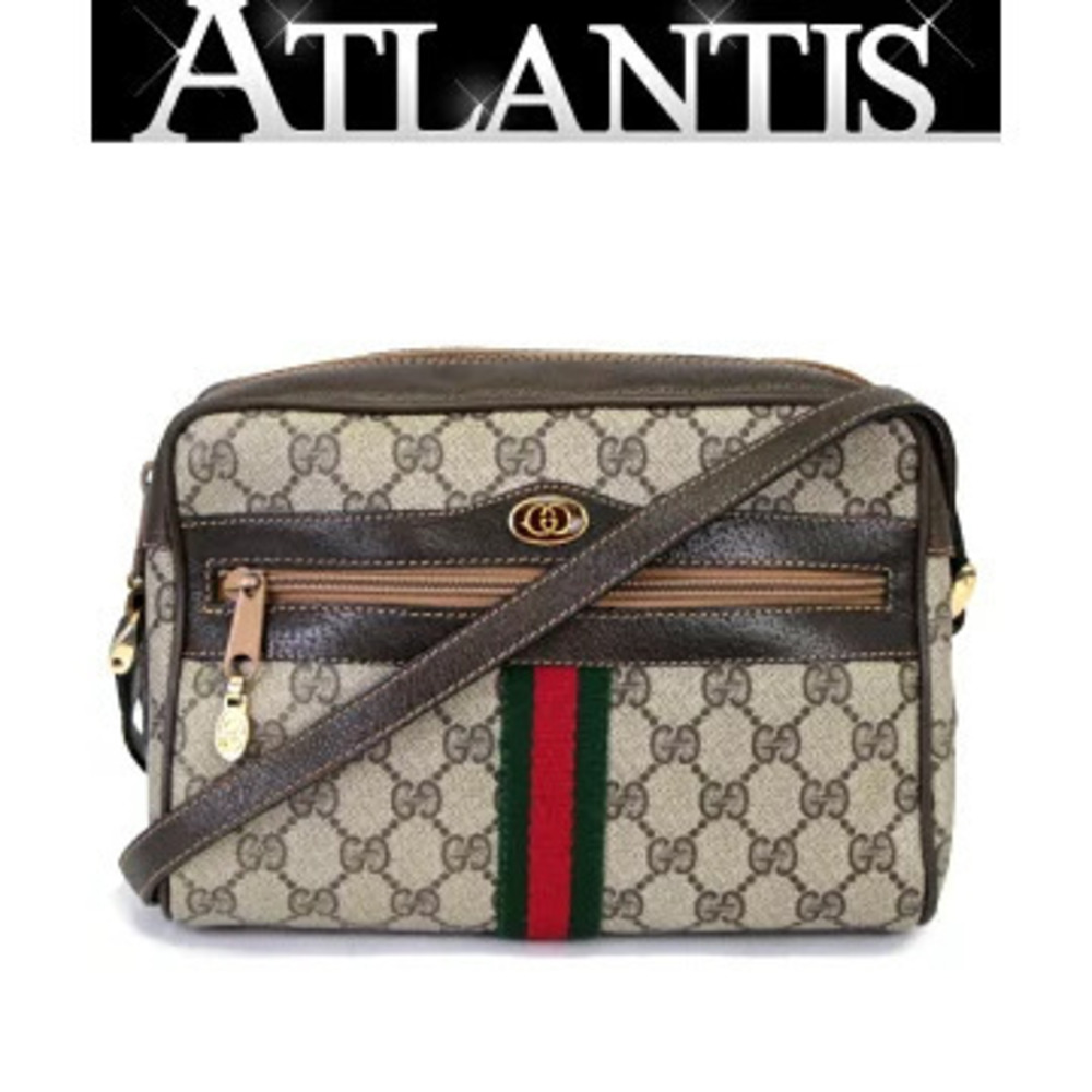 Gucci GG Shoulder Bag Leather Beige Brown